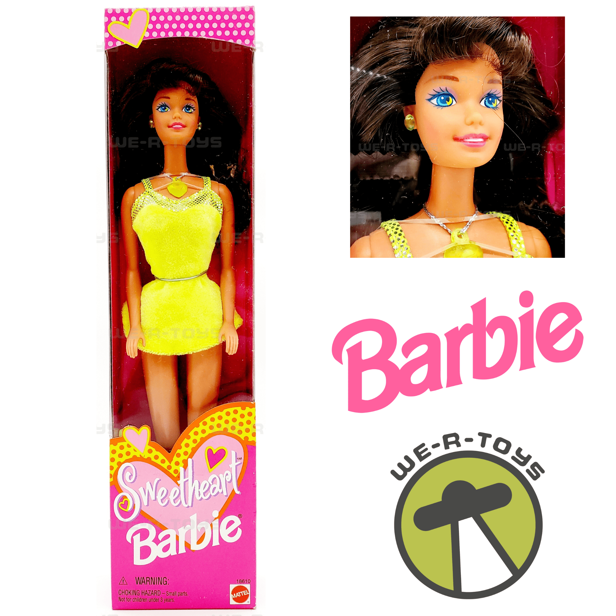 Sweetheart Barbie Doll Brunette in Yellow Dress 1997 Mattel 18610