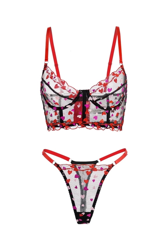 Sweetheart Delights Lingerie Set (RED, 2XL)