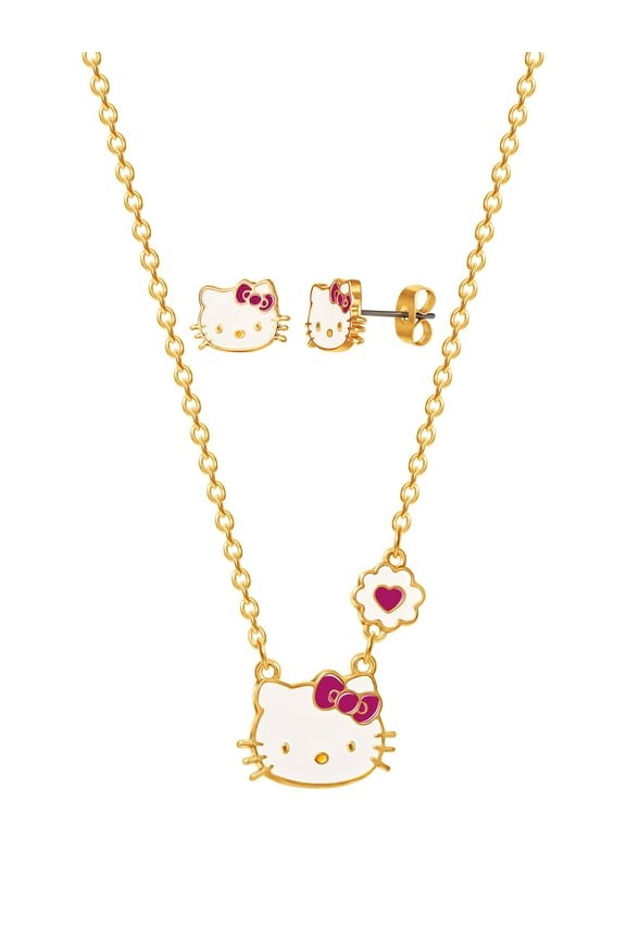 Sweetheart Hello Kitty Girls Necklace and Stud Earrings Set