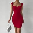 thumbnail image 1 of Sweetheart Neck Bodycon Dress, Party Wear Solid Sleeveless Dress, Women's Clothing, 1 of 10