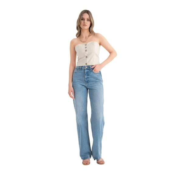 Sweetheart Neck Buttoned Bandeau Crop top