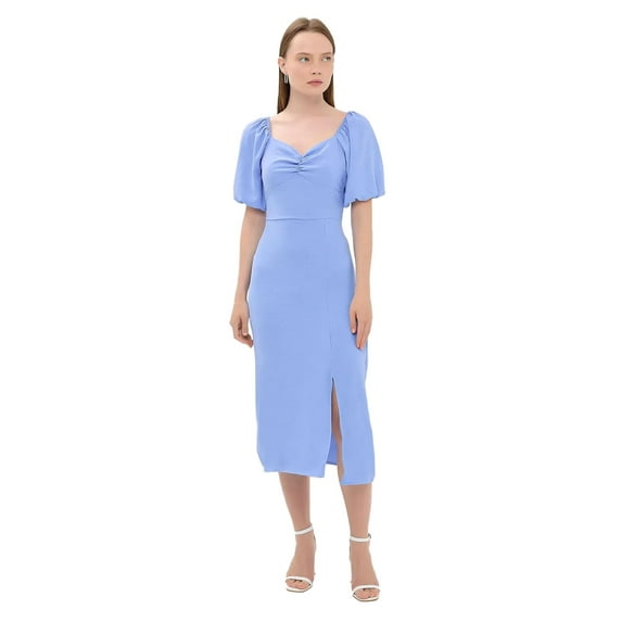 Sweetheart Neck Midi Dress with a Side Slit