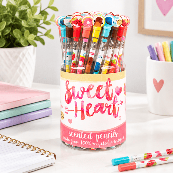 Sweetheart Scented Pencils Cylinder - HB #2 Scented Pencils, 50 Count