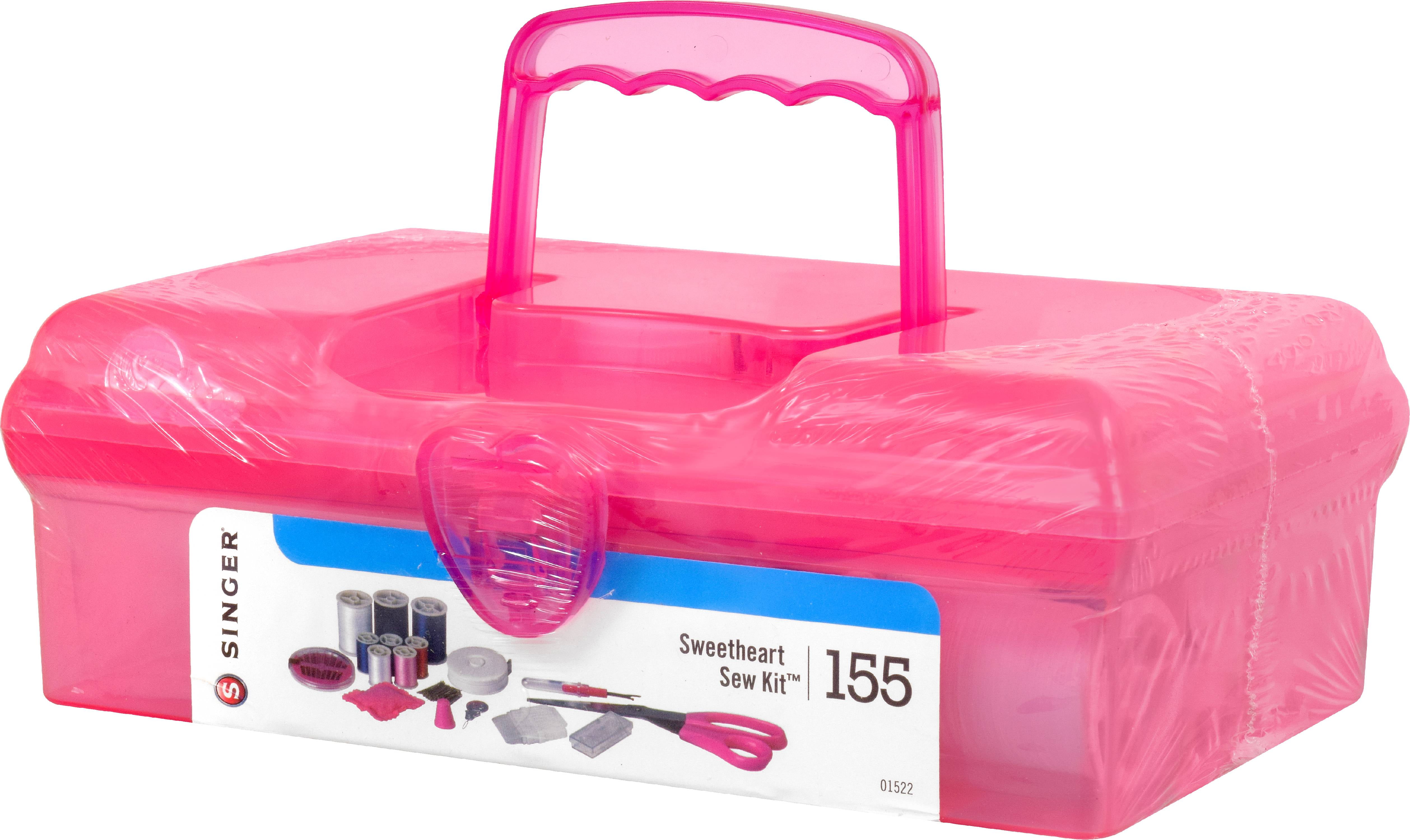 Pink Sewing Kit with Essential Notions in Plastic Case
