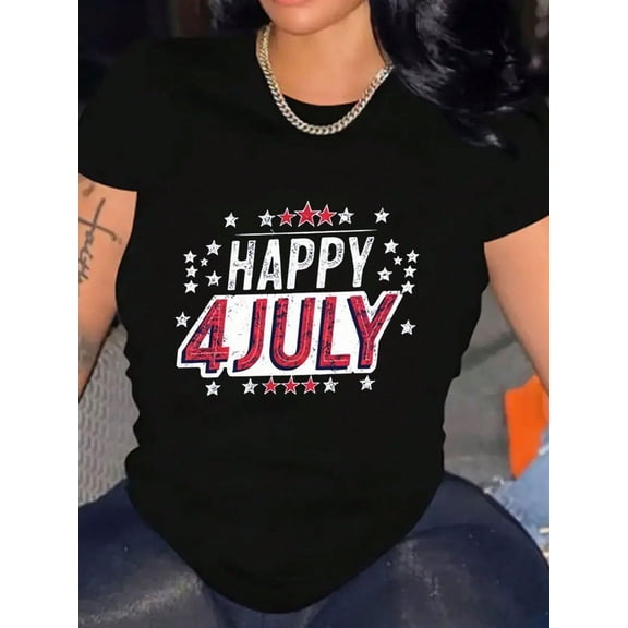 Sweetheart Star Graphic Valentine's Day Women Casual Short Sleeve T-Shirt