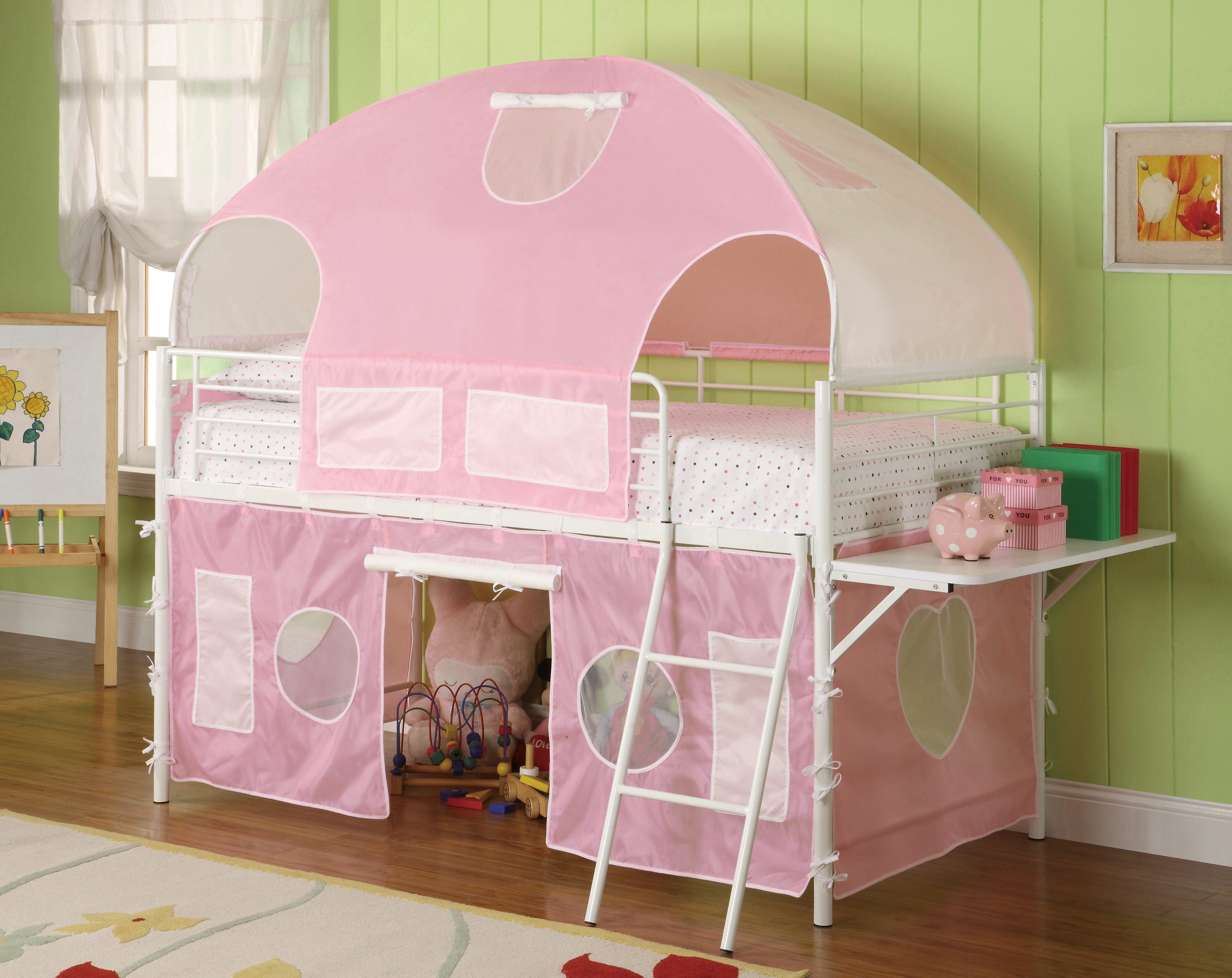 Sweetheart Tent Loft Bed Pink and White - image 1 of 4