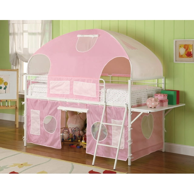 Sweetheart Tent Loft Bed Pink and White