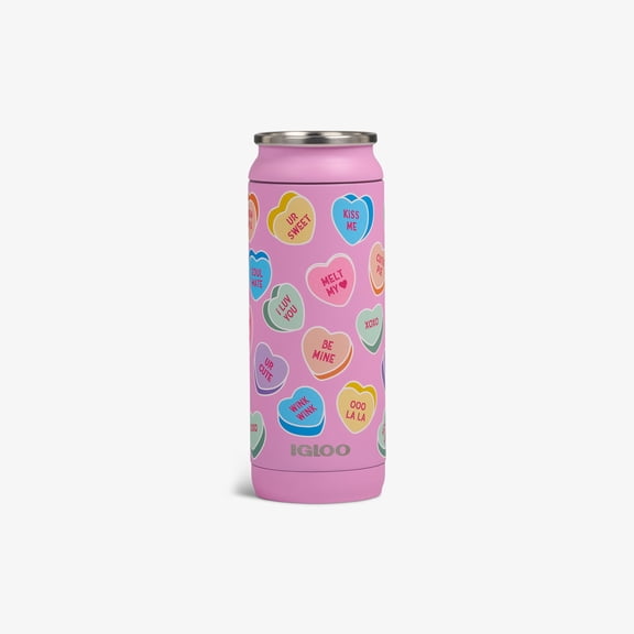 Igloo x Sweethearts Candies 16 oz. Double Wall Stainless Steel Can with Removable Leak-Proof Lid