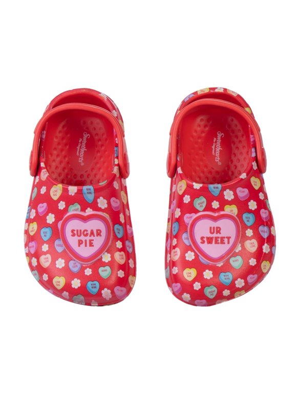 Conversation Hearts Clogs Girls, Adorable Comfort Stylish Easy Slip On Water Friendly Lightweight (Toddler) Red multi Size: 7