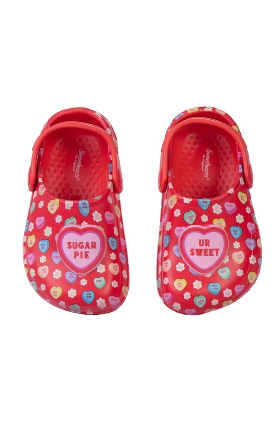 Conversation Hearts Clogs Girls, Adorable Comfort Stylish Easy Slip On Water Friendly Lightweight (Toddler) Red multi Size: 8