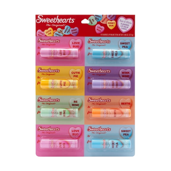 Sweethearts Tear and Share Lip Balms, Multiple Flavors, 8 Pieces, Age 3+