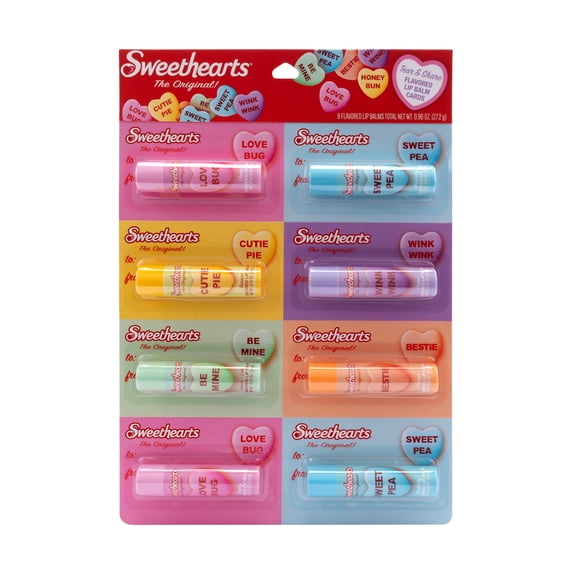 Sweethearts Tear and Share Lip Balms, Multiple Flavors, 8 Pieces, Age 3+