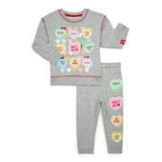 DISNEY PIXAR TOY STORY Sweethearts Toddler Boys or Girls Valentine's Day Candy Graphic Sweatshirt and Jogger Pants Set, 2-Piece, Sizes 12M-5T