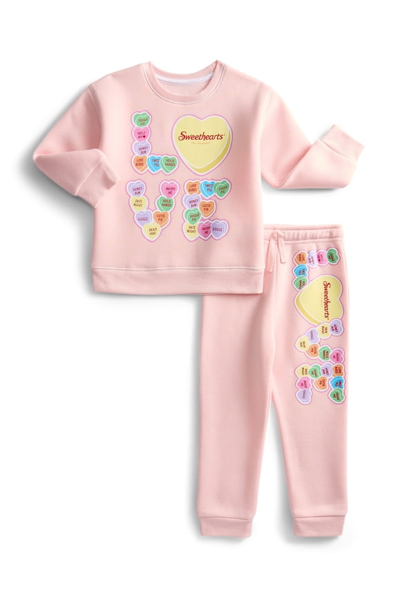 Valentine's Day Sweethearts Candy Unisex Toddler Graphic Sweatshirt and Jogger Pants Set, 2-Piece, Sizes 12M-5T