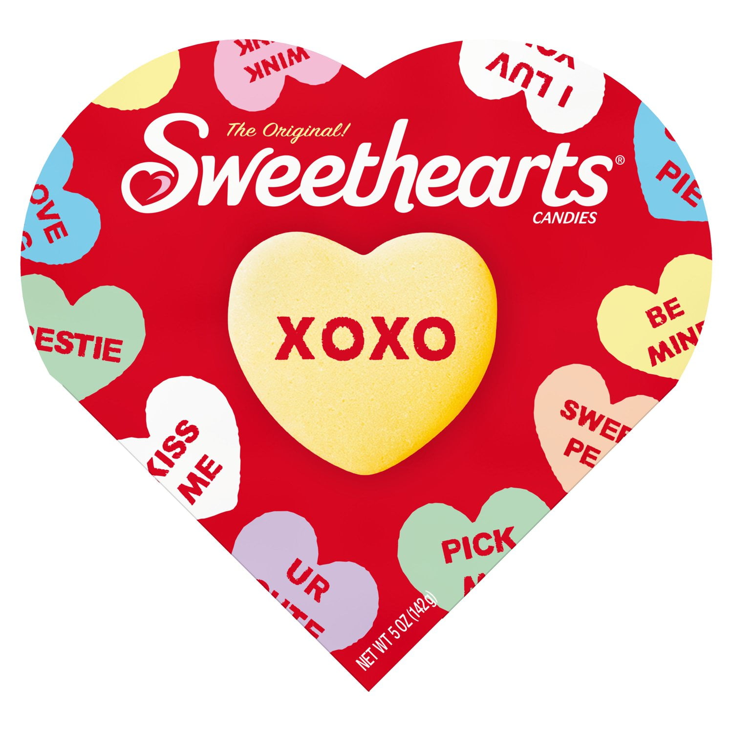 Sweethearts Valentine's Day Candy Conversation Hearts, Assorted Fruit Flavors in Heart Shaped Box, 5 oz