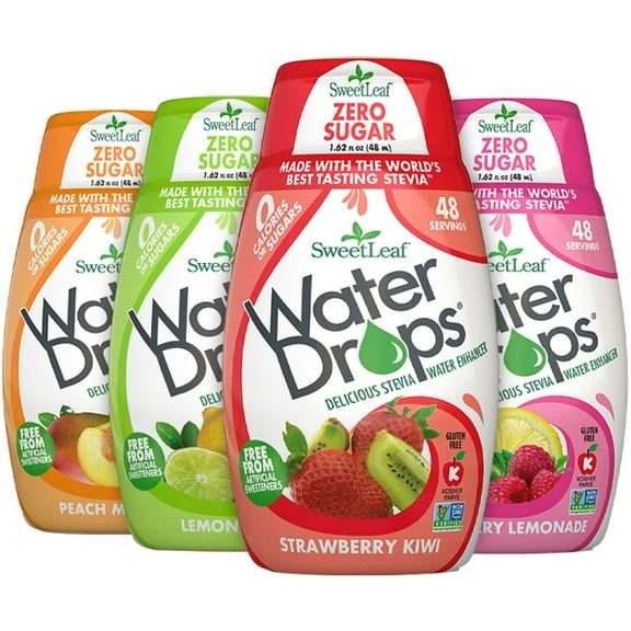 Sweetleaf Stevia Water Drops - Water Enhancer Variety Pack, Sugar Free Stevia Water Flavoring Drops, Lemon Lime, Raspberry Lemonade, And 2 More Refreshing Flavors, 1.62 Oz Ea (Pack Of 4)