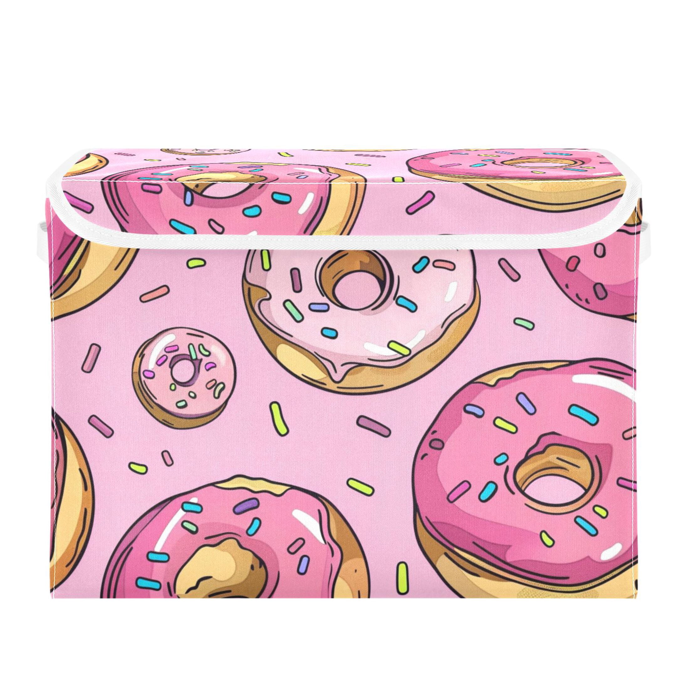 Sweetmeats Cartoon Donuts Foldable Storage Bin with Lid and Handle ...