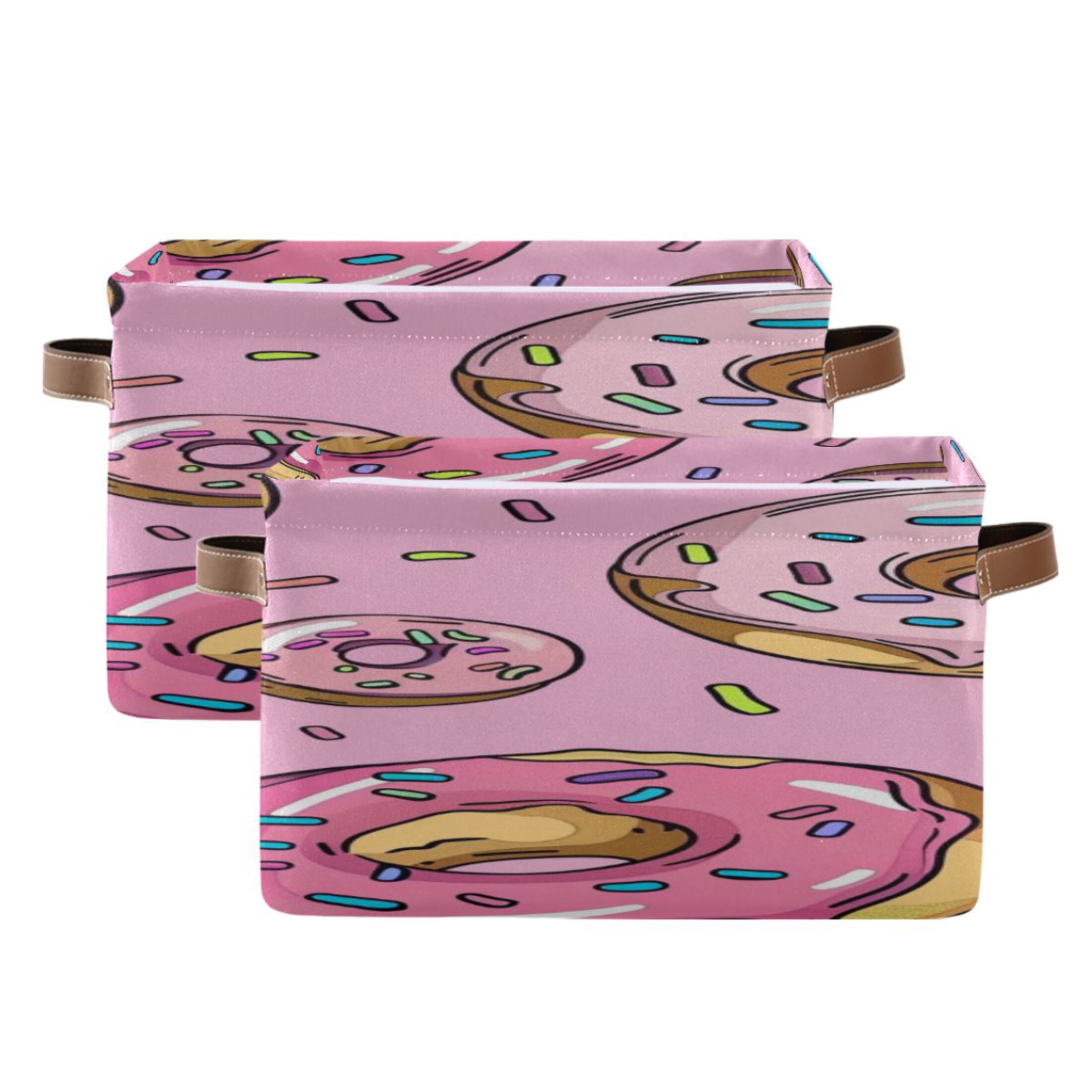 Sweetmeats Cartoon Donuts Square Storage Bins with Handles Collapsible ...