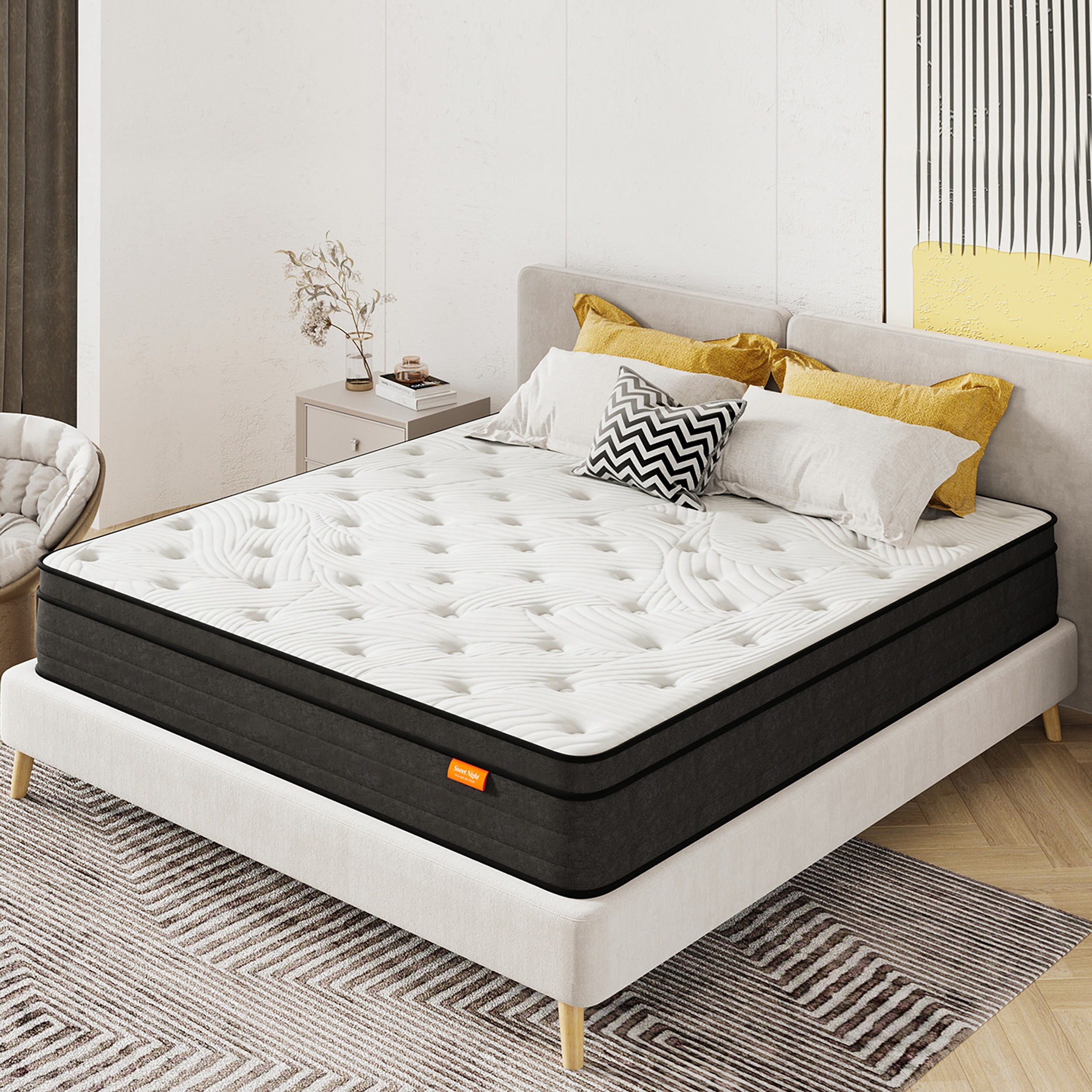 Sweetnight 12inch Memory Foam Innerspring Hybrid Pillow Top Mattress