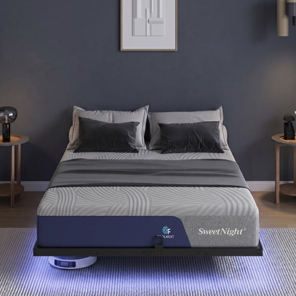 Sweetnight Cooling Gel Memory Foam Queen Size Mattress 13 inch with Floating Bed Frame
