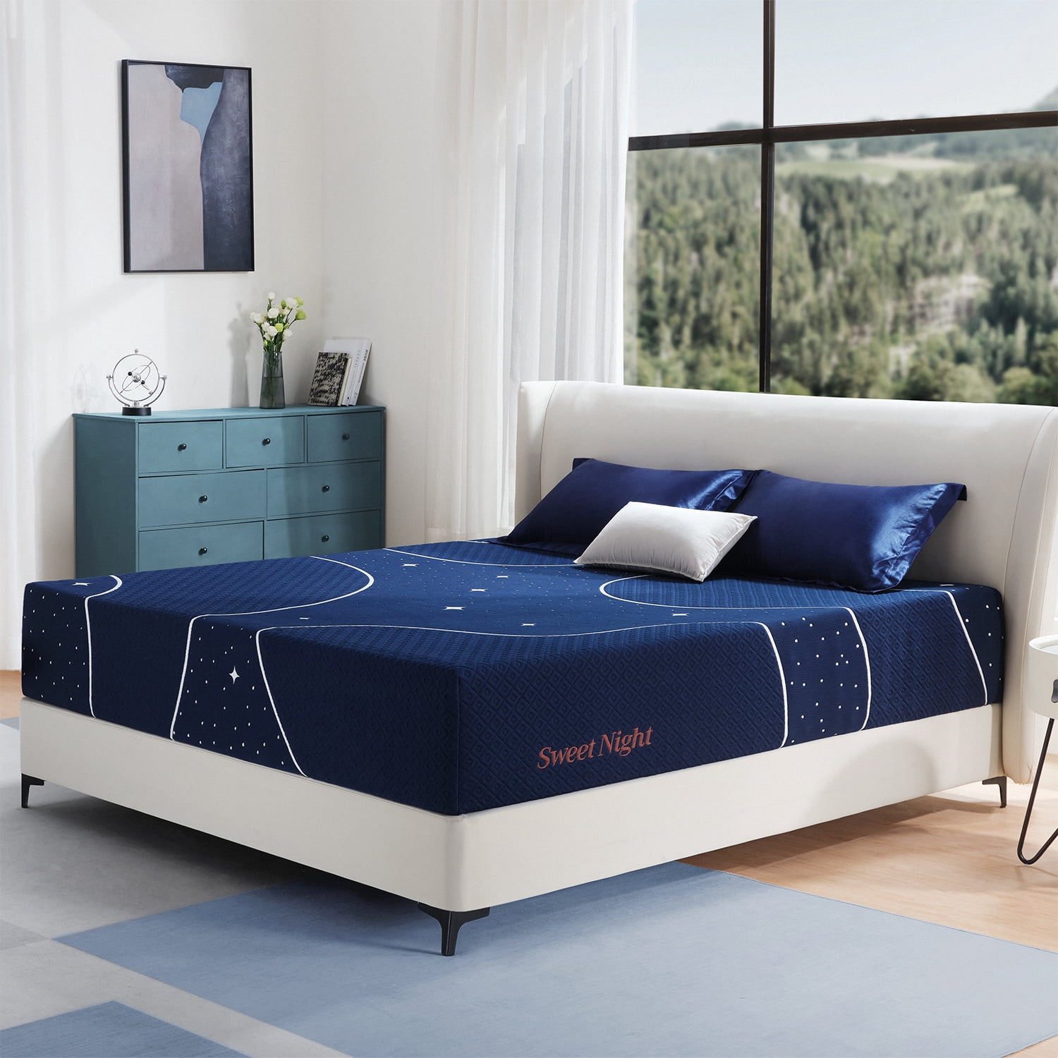 Sweetnight King Mattress, 14 Inch Hybrid King Size Mattress in a Box, Gel Memory Foam and Individual Pocket Spring for Motion Isolation, Medium Soft Mattress King Size