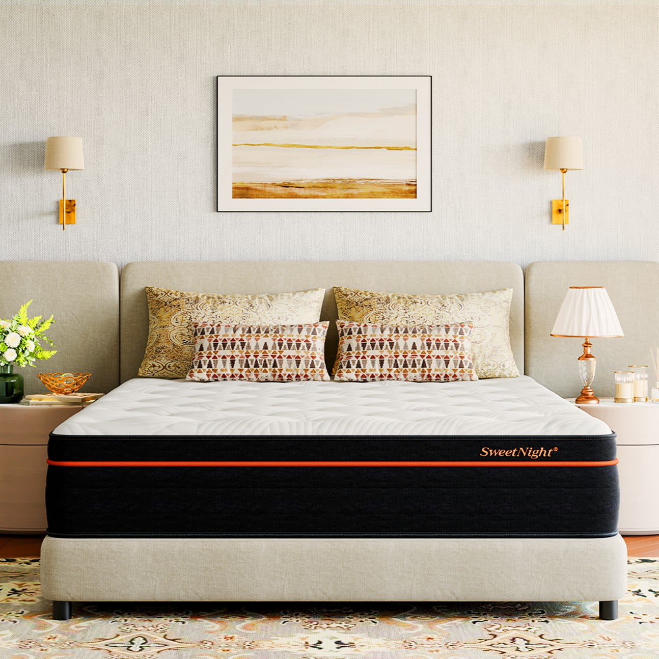 Sweetnight Twilighty 14" Cooling Gel Memory Foam Medium Firm Supportive Hybrid Mattress, Motion Isolation & CertiPUR-US Certified，Adult，California King Size