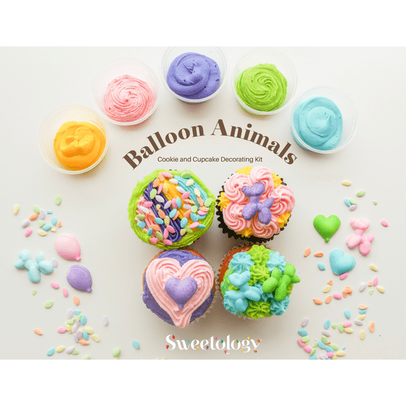 Sweetology Balloon Animal Party Cupcake and Cookie Decorating Kit