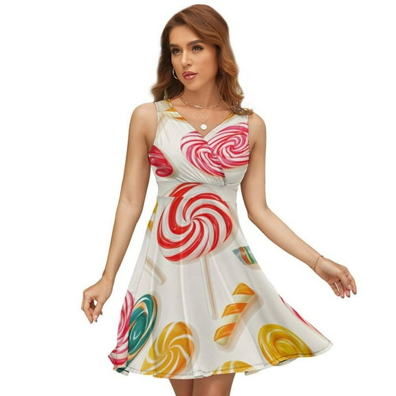 Sweets And Rainbow Lollipops Pattern Dress Fashion Beach Long Dresses Female Party Printed Sundress