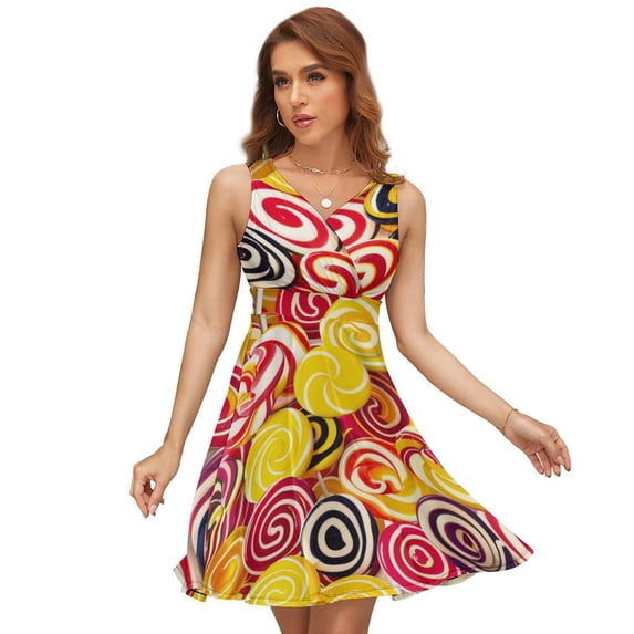 Sweets And Rainbow Lollipops Pattern Dress Fashion Beach Long Dresses Female Party Printed Sundress