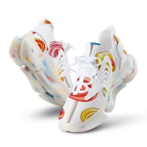 Sweets And Rainbow Lollipops Pattern Walking Shoes for Men Woman Lightweight Tennis Fashion Elastic Sports Shoes Cushion Basketball Shoes