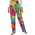 thumbnail image 1 of Sweets And Rainbow Lollipops Pattern Winter Female Pants Flannel High Waist Women Pants Lady Warm Straight Leg Plush Trousers, 1 of 7