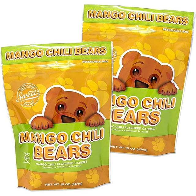 Sweets Chili Mango Candy Gummy Bears 2 Pack. Mango Gummy, Mango Chili