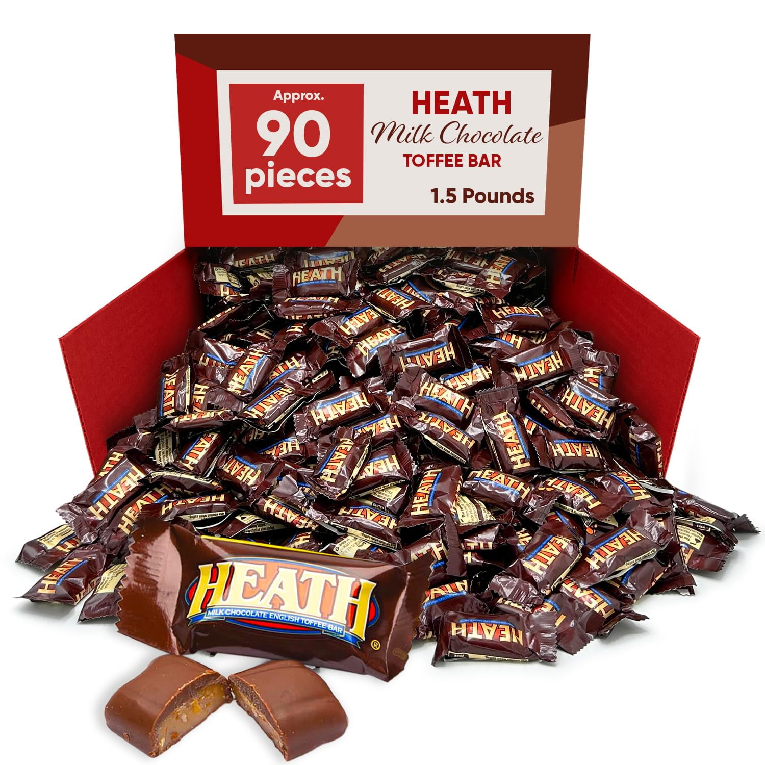 Sweets Heath Toffe Bar STF9&nbsp;Miniatures - 1.5 Pounds approx 90 mini Candy Bars - Smooth and Crunchy Bites - Individually Wrapped Candy Pieces - Mini Candy Bars Chocolate Toffe