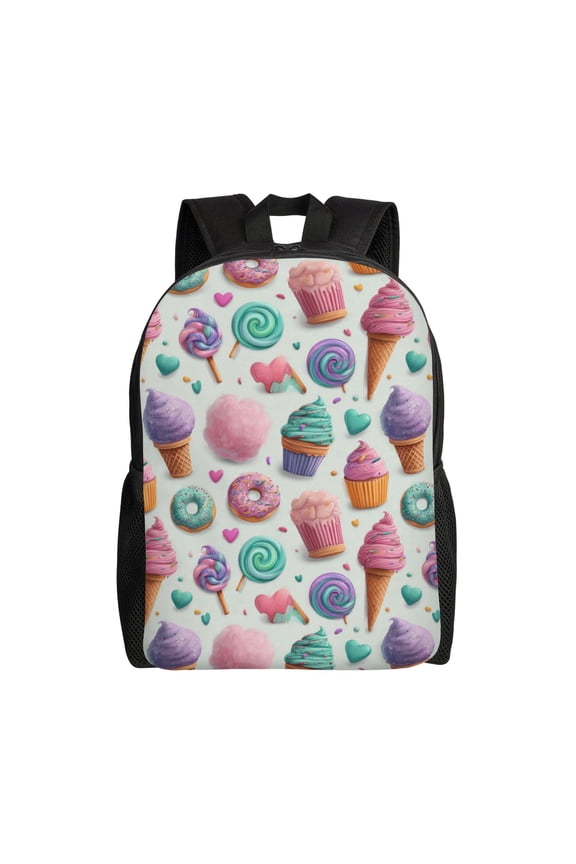 Sweets and candies pattern Backpack with 15 Inch Laptop Compartment,Water-Resistant Daypack, Large Capacity Backpack with Adjustable Breathable Shoulder Straps for Daily Use Travel Gym