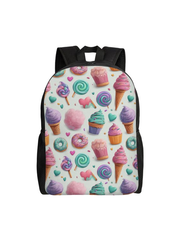 Sweets and candies pattern Backpack with 15 Inch Laptop Compartment,Water-Resistant Daypack, Large Capacity Backpack with Adjustable Breathable Shoulder Straps for Daily Use Travel Gym