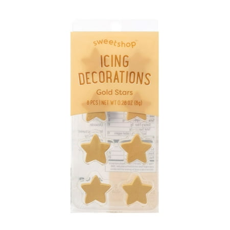 Sweetshop Gold Stars Icing Decorations, 8 Pieces