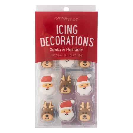 Sweetshop Icing Decorations, 12 Piece - Santa & Reindeer