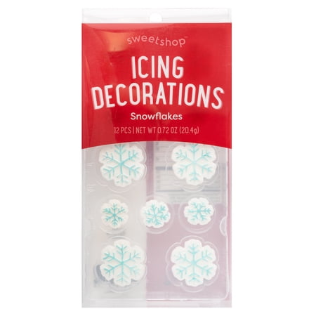 Sweetshop Icing Decorations White Snowflakes Dessert -12 Piece