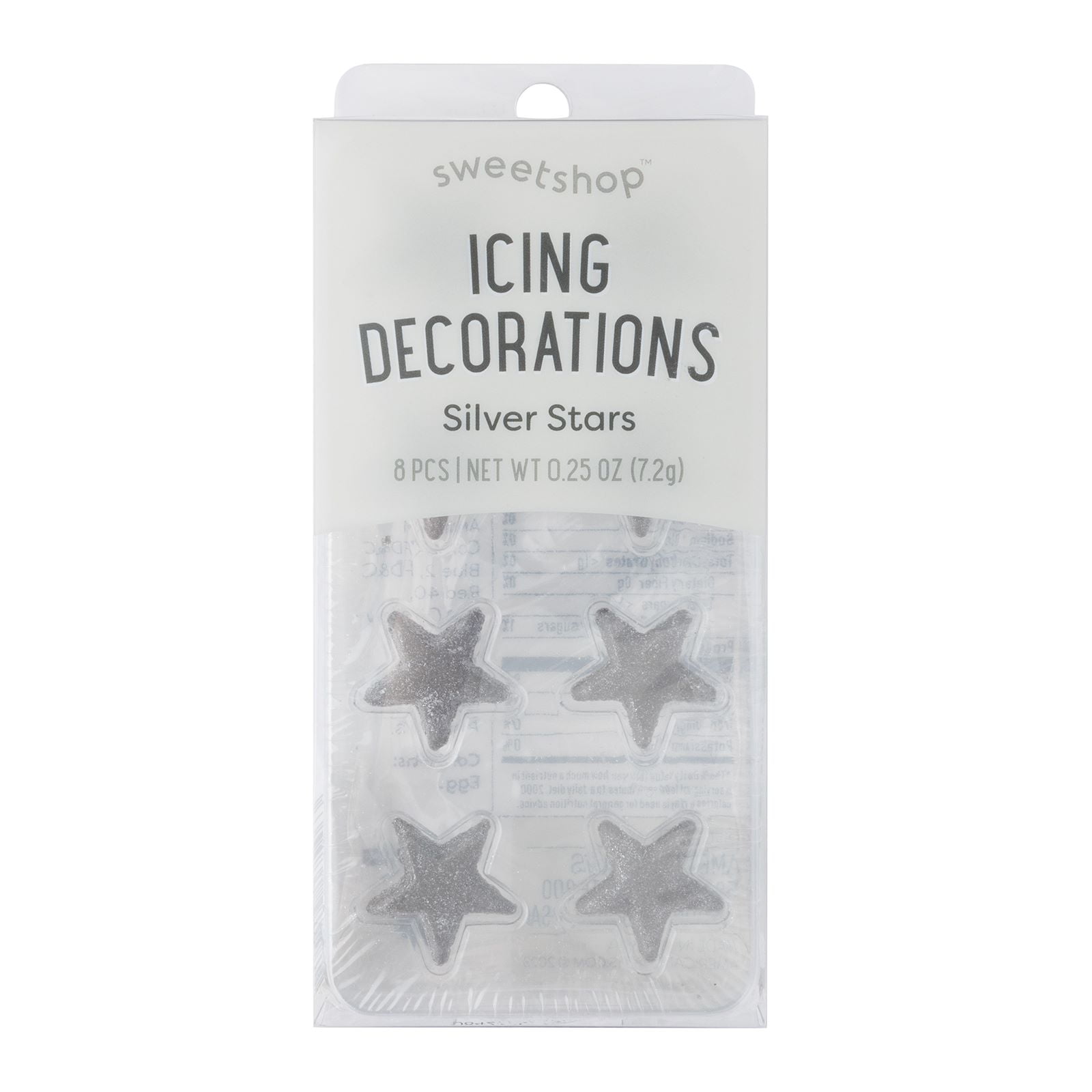 Silver Star Edible Icing Decorations, 8 Pieces