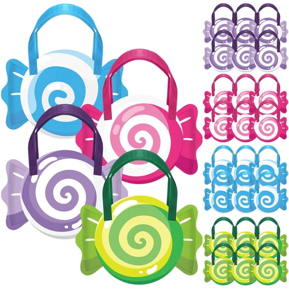 Sweetude 24 Pcs Candyland Party Decorations Mini Candy for Party Favors Non Woven Lollipop Candy Goodie for Candyland Theme Sweet Princess Birthday Bridal Baby Shower Wedding Gift (Stylish) A101