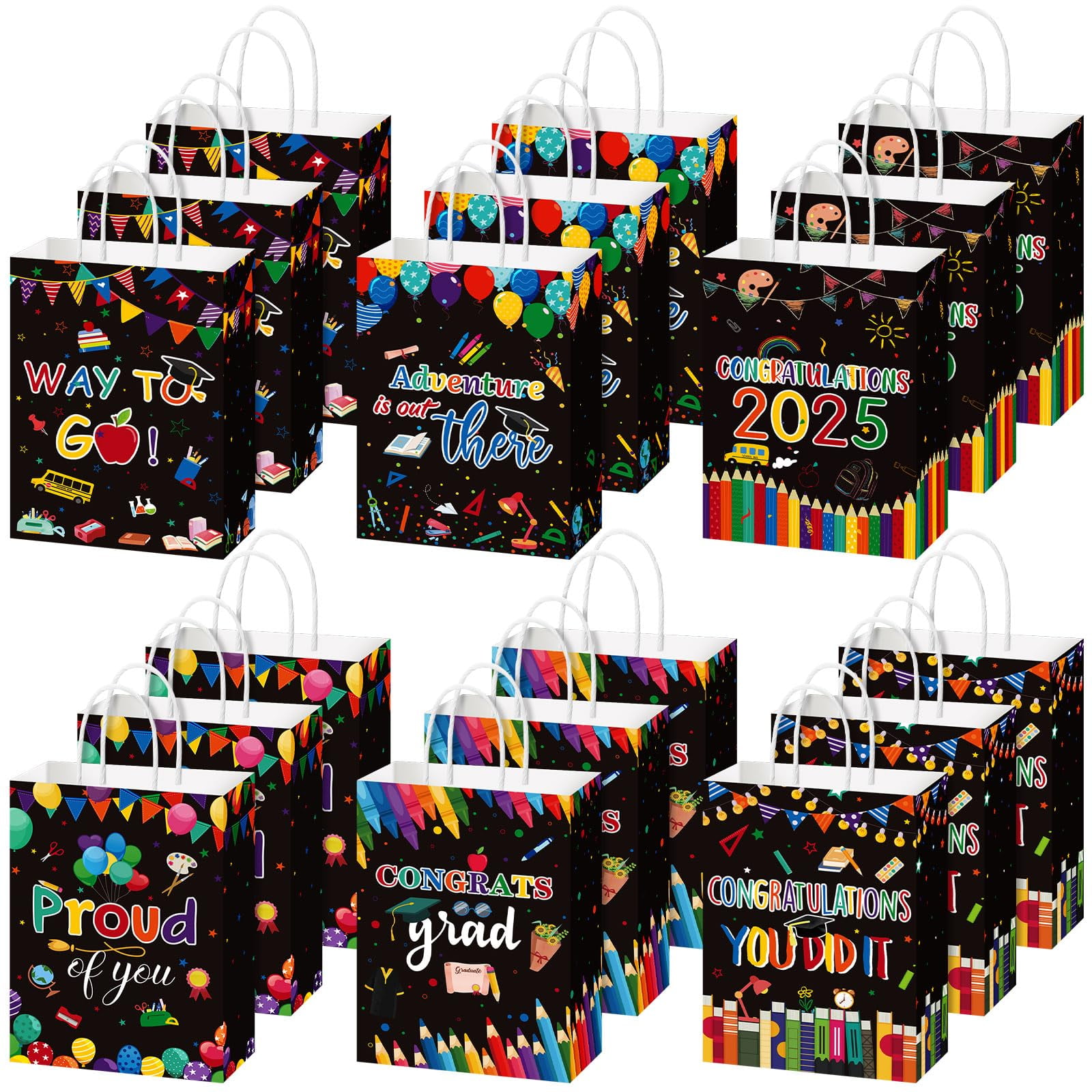 Locmeo 24 Pcs Graduation Drawstring Bags Congrats Grad Gift Bags Backpack Graduation Party Favors Backpacks For Girls Boys Congratulations