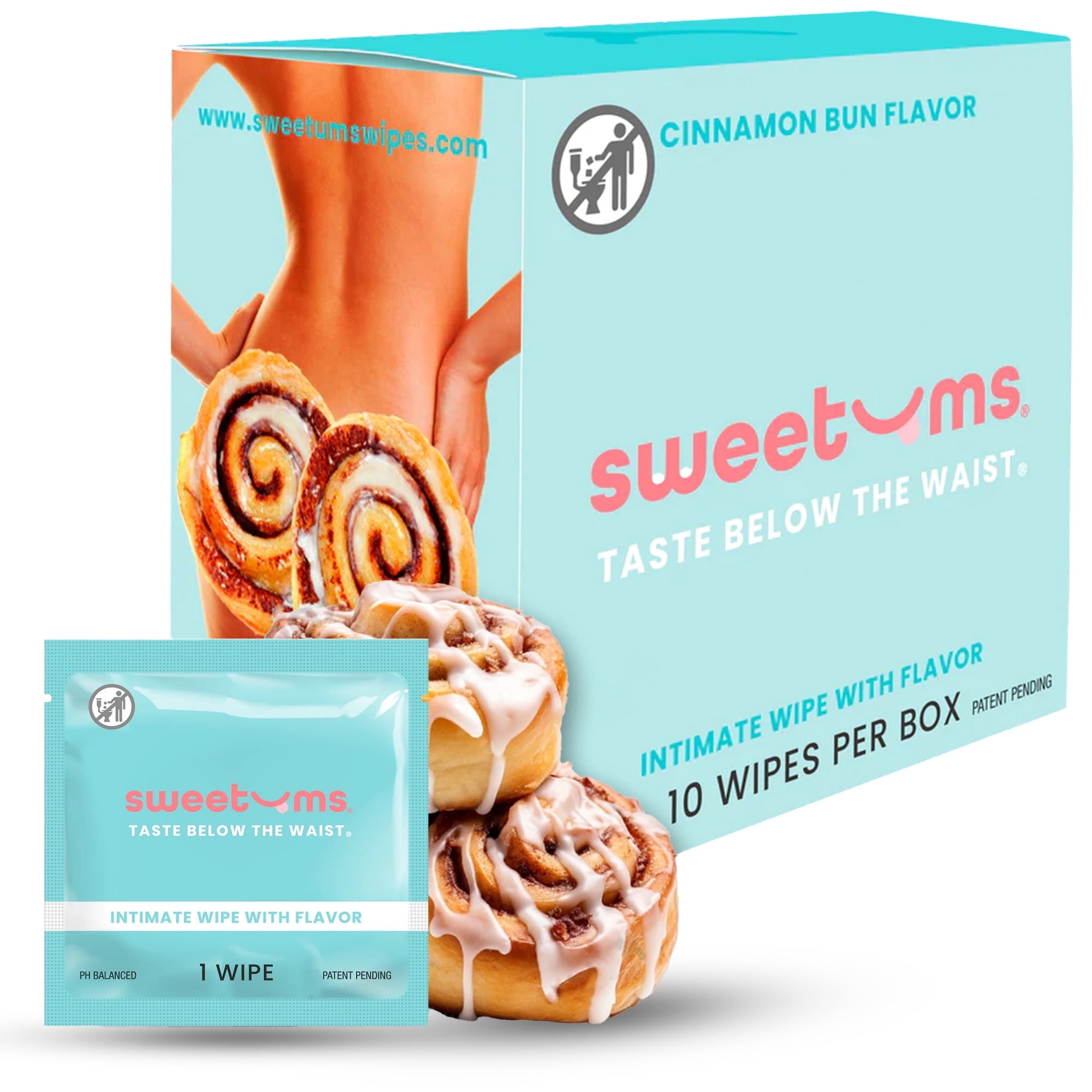 Sweetums Intimate Wipes Cinnamon Bun Flavor 10Pack