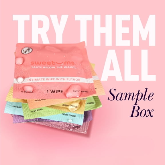 Sweetums Sample Size Feminine Wipes For Women, pH Balanced Flavored Intimate Wipes - Pack of 24