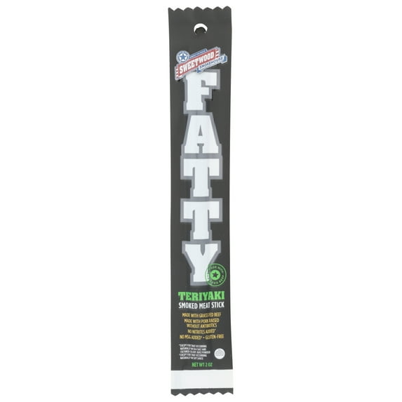 Sweetwood Cattle Co. Fatty Meat Stick, Teriyaki, Gluten Free, 2 Oz, Pack Of 20