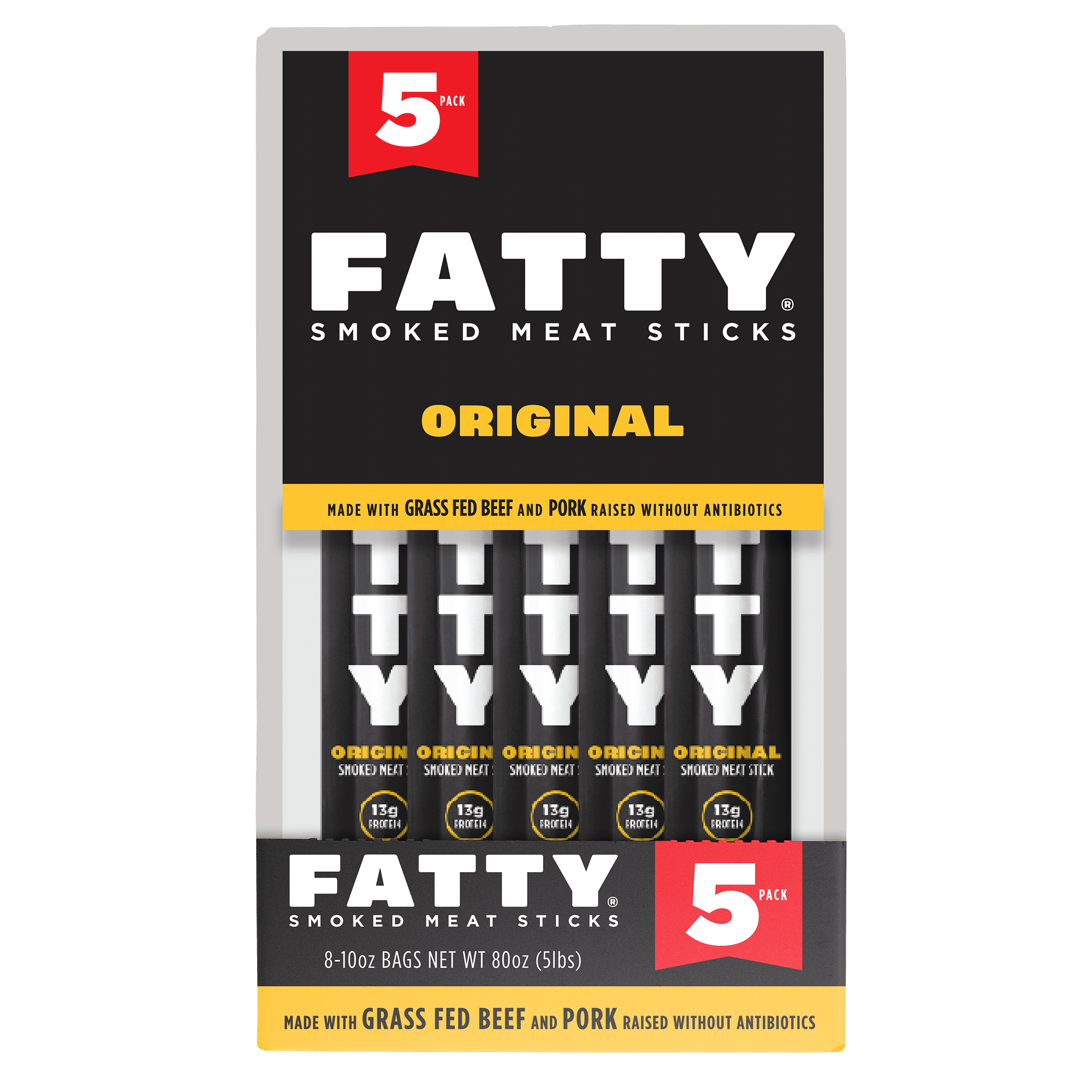 Sweetwood Fatty Co, Jerky & Dried Meat Sticks, Original, 5 Pack