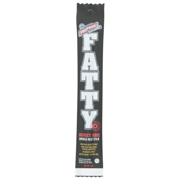 Sweetwood Smokehouse FATTY Meat Stick, Honey BBQ, 2 oz, 20 Count