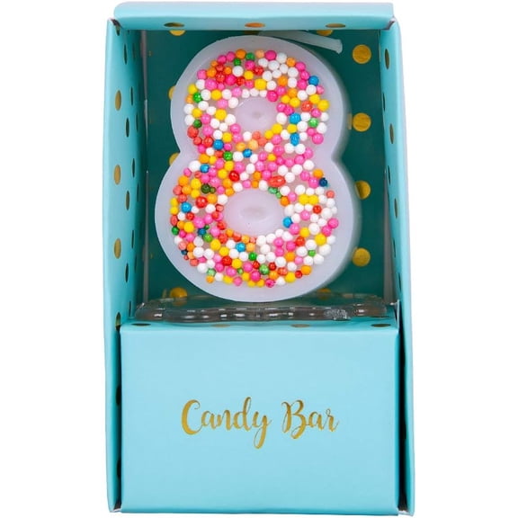Sweety Colorful Candy Number Cake Topper Candle for Brithday Party Baby Shower and Wedding Party Supplies Favor (Eight)