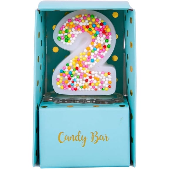 Sweety Colorful Candy Number Cake Topper Candle for Brithday Party Baby Shower and Wedding Party Supplies Favor (Two)