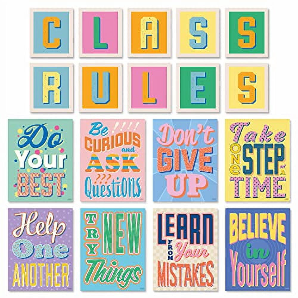 Sweetzer & Orange Set of 8 Classroom Rules Posters w/CLASS RULES ...