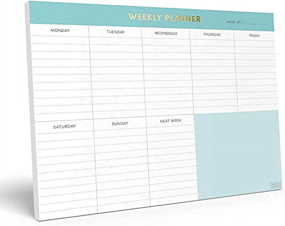 Sweetzer \u0026 Orange Weekly To Do List Pad. Minty Gold Weekly Planner Notepad with Daily Planner Agenda Squares. 7x10 Day Planner 2020 2021 - Student Planner, Work Planner and Checklist Note Pad.